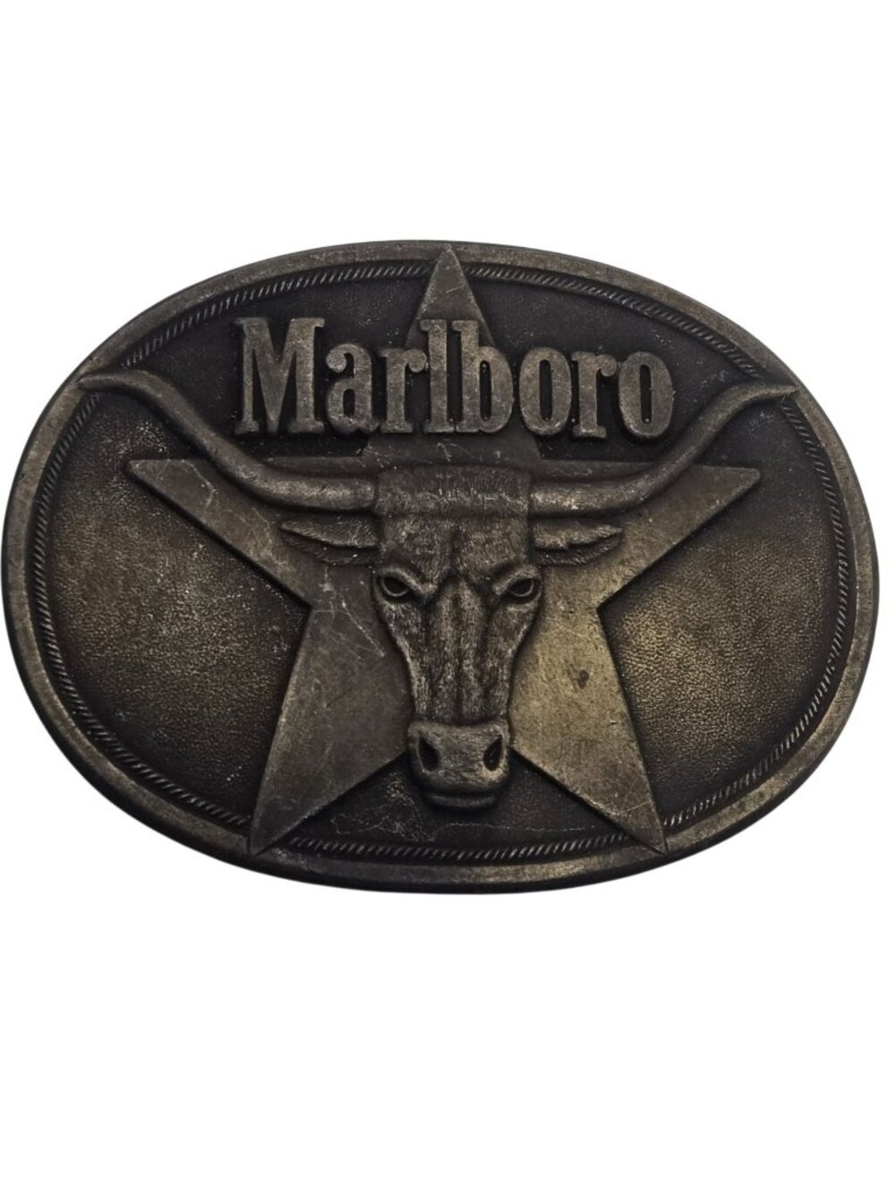 1987 Marlboro Belt Buckle Vintage Star Longhorn Bull Cow Rodeo Cowboy